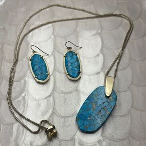 Kendra Scott Bolo Elegant Blue Stone Necklace and Earring Set